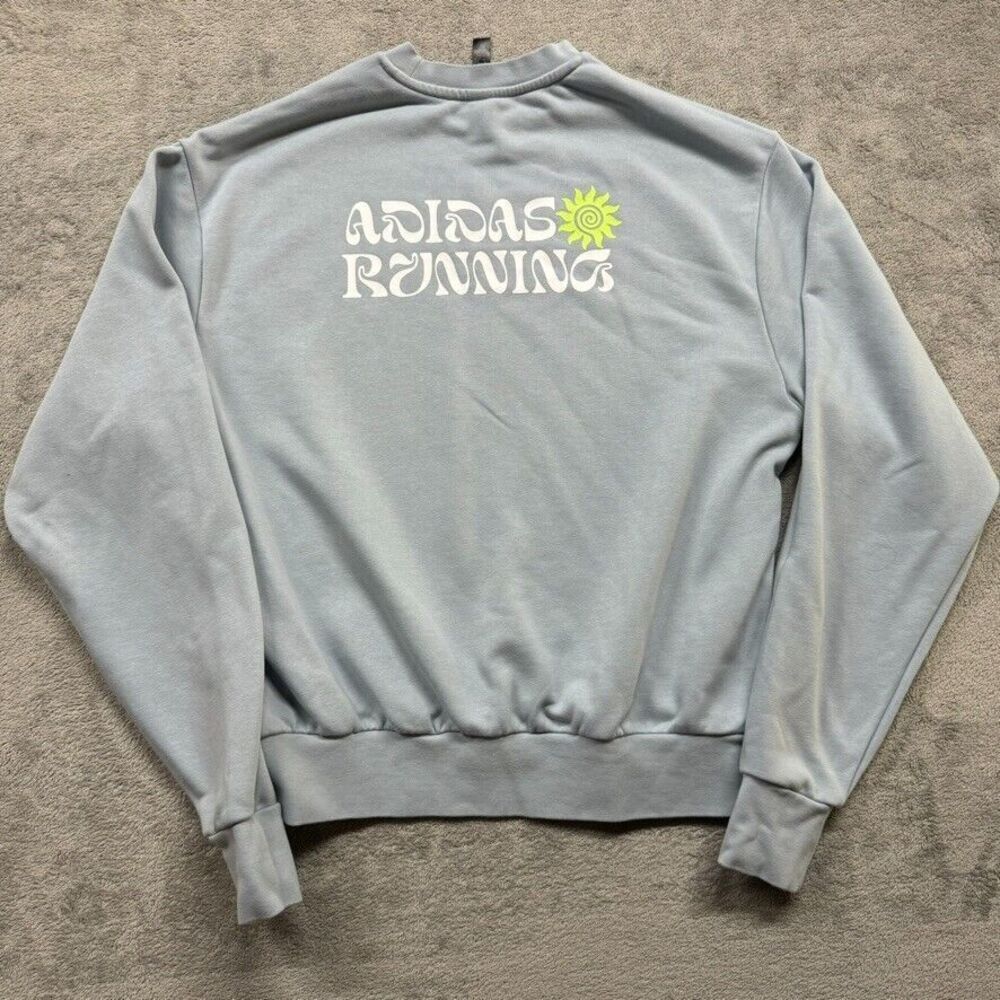 Adidas‎ Sweatshirt Unisex Sky Blue Large Crew Neck Running Gym Fitness Workout